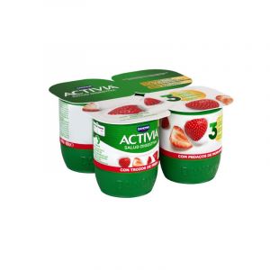 Yogur Danone Activia Con Fresa Pack-4 X 120 Grs