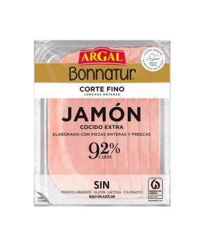 Jamon Cocido Bonnatur Argal Corte Fino 92% Carne Lonch.130Gr