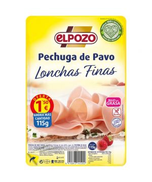 Pechuga Pavo Elpozo Lonchas Finas 115 Grs.