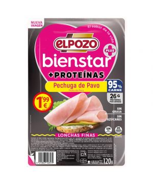 Pechuga Pavo Elpozo +Proteinas Bienestar Lonchas Finas 120Gr