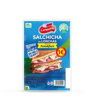 Salchicha Estilo Frankfurt Campofrio Lonchas 120 Grs.