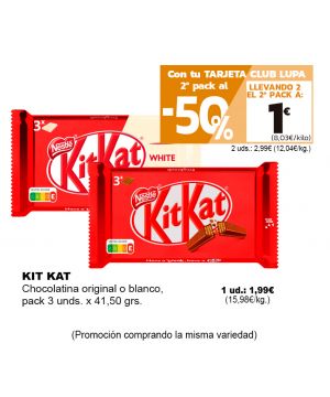Chocolatina Kit Kat Blanco Pack 3 Unds X 41,50 Grs