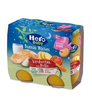 Tarrito Hero Buenas Noches Pollo Verduritas Pack-2 X 190 Gr.