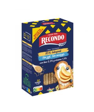 Pan Recondo Tostado 85%Integral S/Sal Y Sa/Azucar 30Rb 270Gr