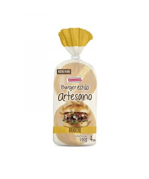 Pan Bimbo Burger Estilo Artesano Brioche P-4 Und. 290 Grs.