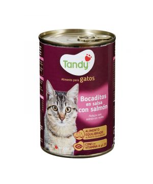 Alimento Tandy Gato Bocaditos En Salsa Con Salmon 415 Grs.