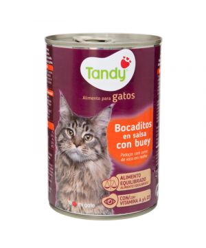 Alimento Tandy Gatos Bocados Con Buey Lata 415 Grs