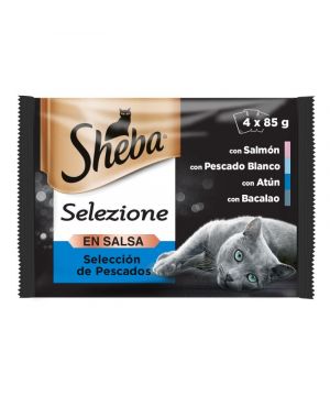 Alimento Sheba Pescado En Salsa Gato Humedo 4 X 85 Grs