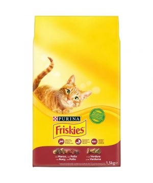 Alimento Friskies Buey-Pollo-Verdura Gato Seco 1,5 Kilos