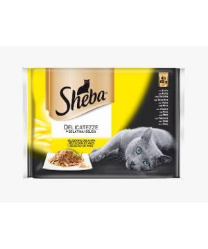 Alimento Sheba Delicatezze Gelatina Ave Gato Humedo 4X85Grs