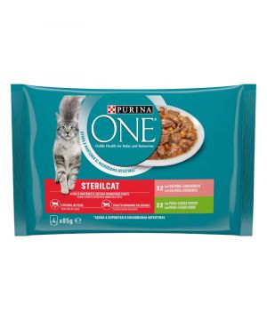 Alimento One Cat Esterilizado Salmon Y Pavo P-4 Unds X 85Grs