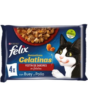 Alimento Felix Sensation Seleccion Carne Pack 4X85 Grs