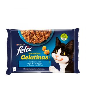 Alimento Felix Sensations Gelat.festin Del Mar Gato 4X85Gr.