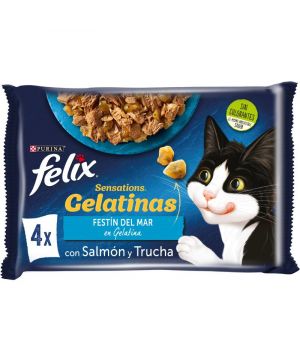 Alimento Felix Sensations Gelat.festin Del Mar Gato 4X85Gr.