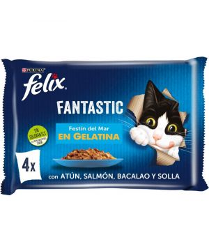 Alimento Felix Fantastic Gato Festin Del Mar 4X85Gr.