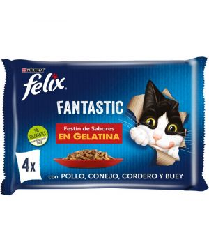 Alimento Felix Fantastic Gato Festin De Carne P-4X85 Grs.