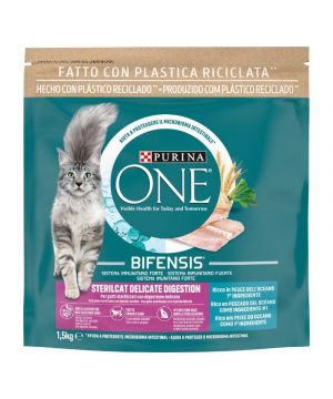 Alimento One Cat Bifensis Esterilizado Pescado 1,5 Kg.