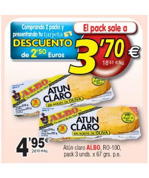 Atun Albo Claro Aceite Oliva Ro-100 P-3 Unds X 67 Gr. P.e.