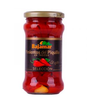 Pimiento Bajamar Piquillo Trozos Al Ajillo Cristal 280 Gr.