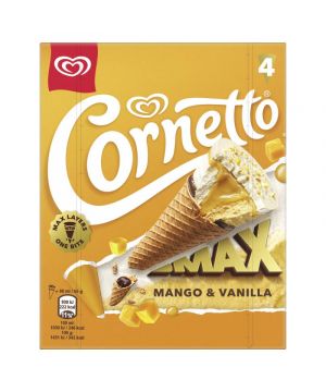 Helado Cornetto Max Chocolate Blanco & Mango P-4 260 Grs.