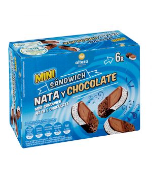 Helado Alteza Mini Sandwich Nata Y Chocolate Pack-6 324 Grs