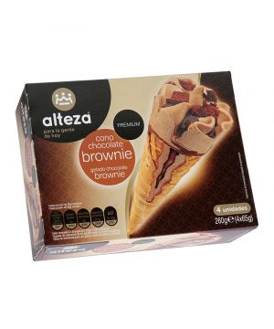 Helado Alteza Cono Chocolate Brownie 4 Und. X 65 Grs