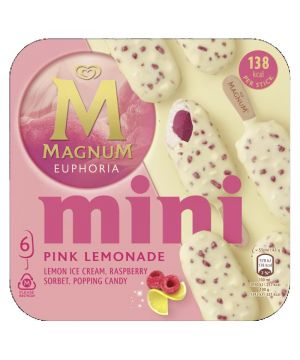 Helado Frigo Magnum Mini Euphoria Pink Lemonade P-6, 258 Grs