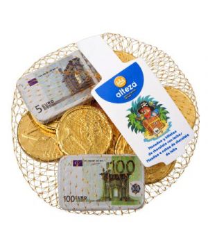 Bolsa Alteza Monedas-Billetes De Chocolate Con Leche 80 Grs