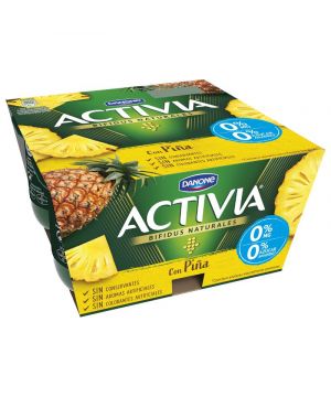 Yogur Danone Activia Desnatado Con Piña Pack 4 X 120 Grs