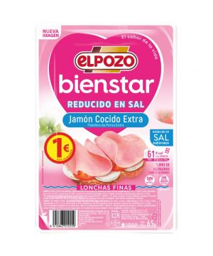 Jamon Cocido Extra Bajo En Grasa Reducido En Sal Elpozo 75Gr