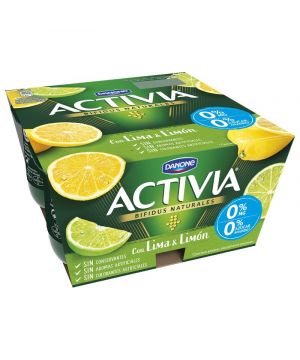 Yogur Danone Activia Desnatado Con Lima Y Limon P-4 X 120Grs