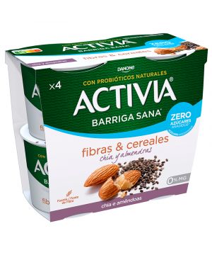 Yogur Activia 0% Chia Y Almendras Pack-4 Unds X 115 Grs