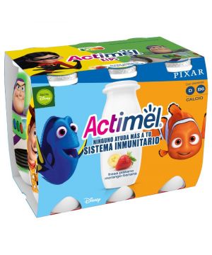 Yogur Danone Actimel Fresa Platano P-6 X 100Gr