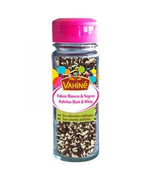 Decoracion Postres Vahine Fideos Blancos Y Negros 71 Grs