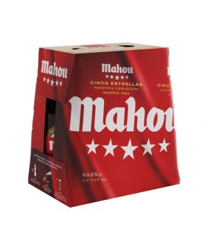 Cerveza Mahou 5 Estrellas 25 Cl. Pack 6 Unds.
