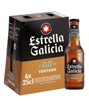 Cerveza Estrella Galicia 0,0 Tostada Botellin 25 Cl.p-6 Und.