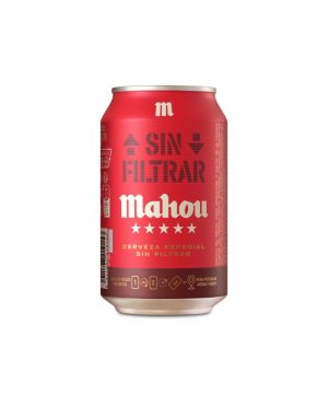 Cerveza Mahou 5 Estrellas Sin Filtrar Lata 33 Cl.