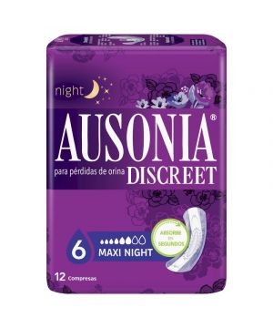 Compresa Ausonia Discreet Maxi Noche 12 Unidades