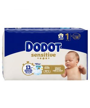 Pañal Dodot Sensitive Recien Nacido T-1 (2-5 Kg), 58 Unds