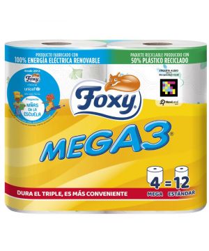 Papel Higienico Foxy Mega3 2 Capas 4 Rollos