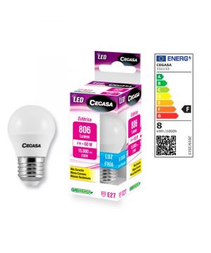 Lampara Cegasa Led Esferica 8W E27 6500K Fria